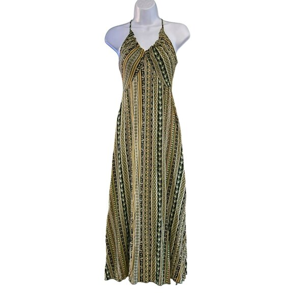 Bohemian Women's Navy Blue French Print Baby Doll Midi Dress Size Small - Picture 1 of 6